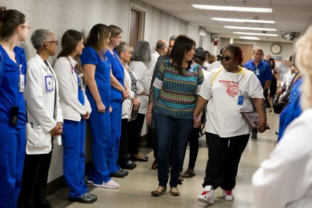 Memorial walk with donor family